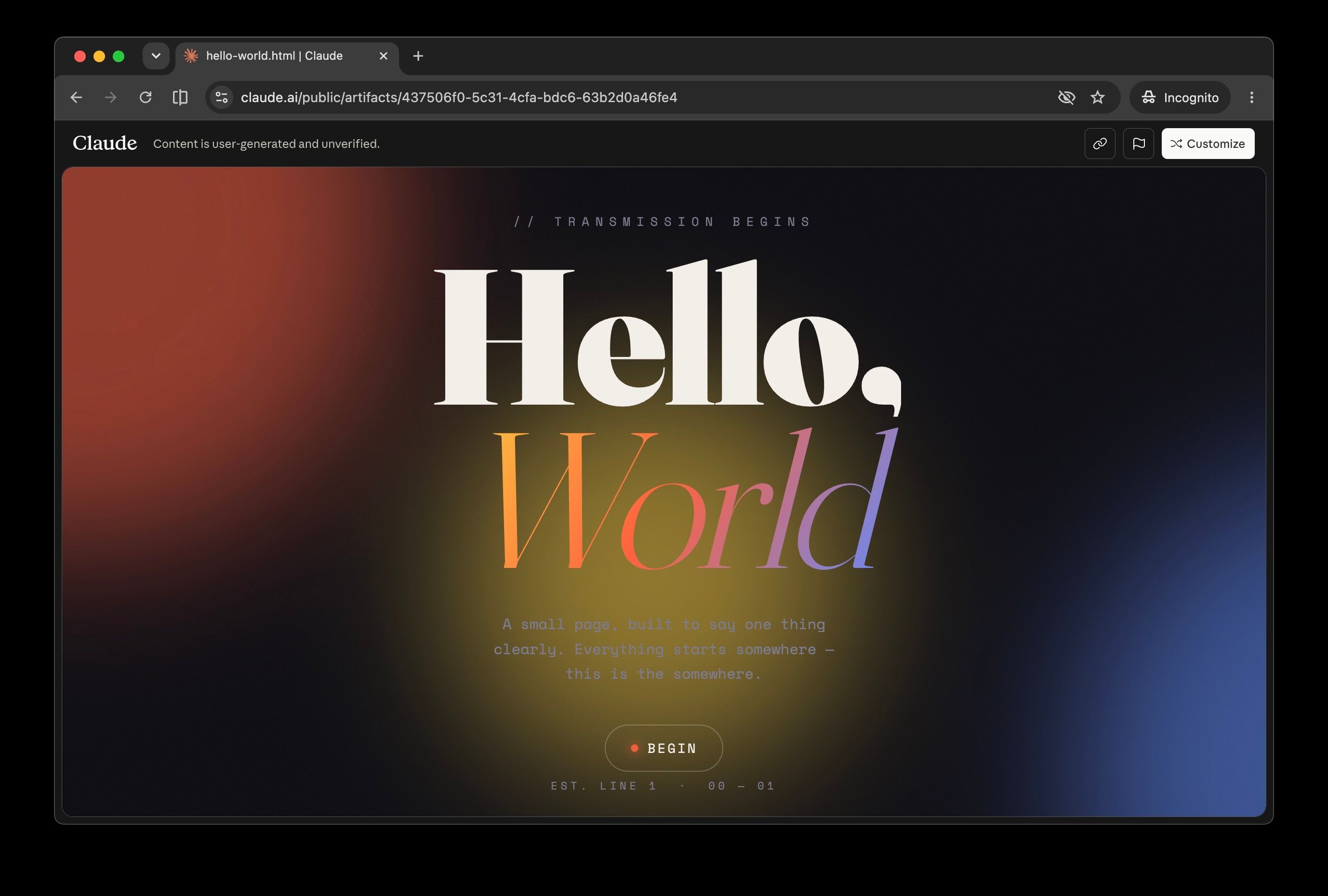 Claude Artifact in Browser