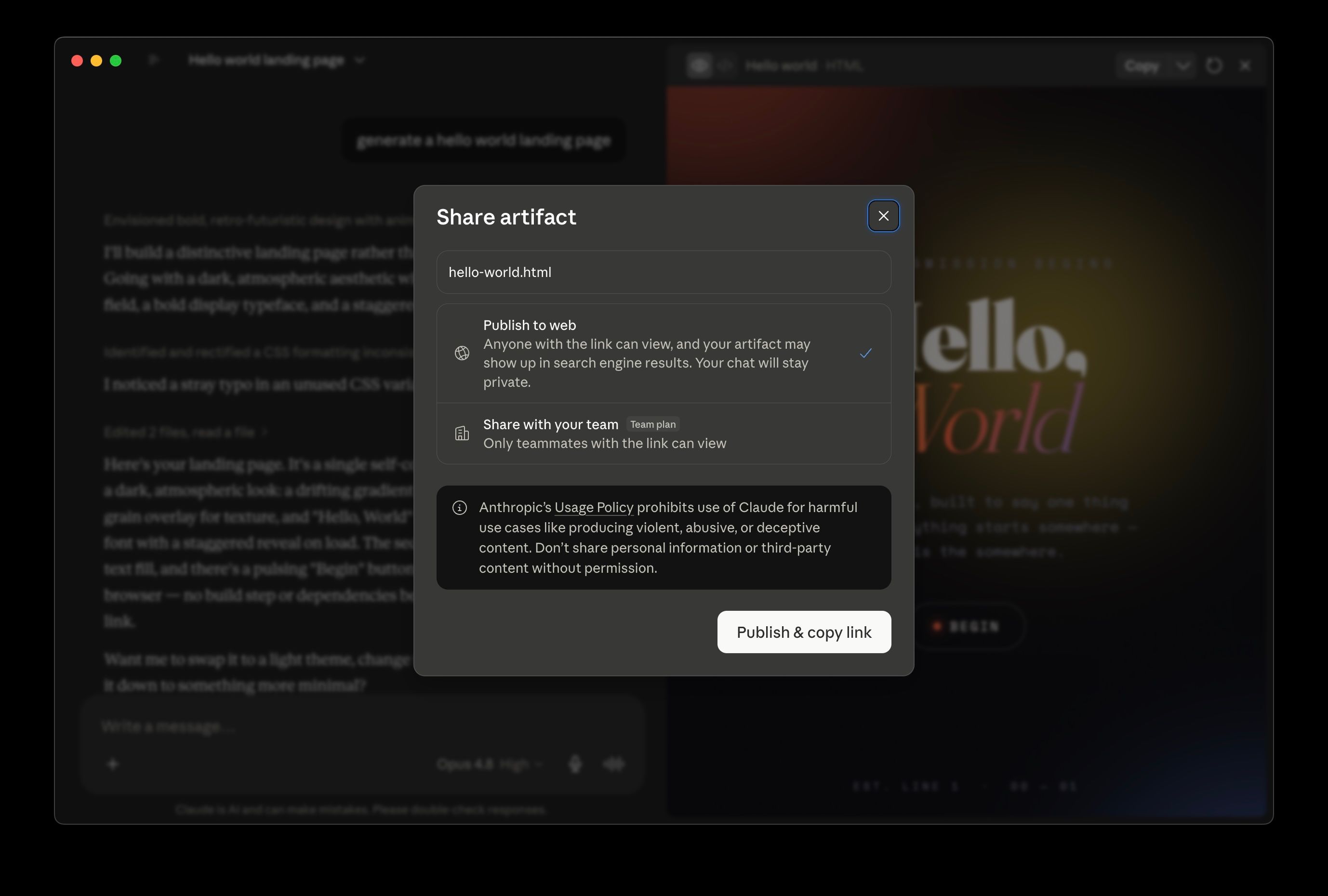 Claude Publish Artifact