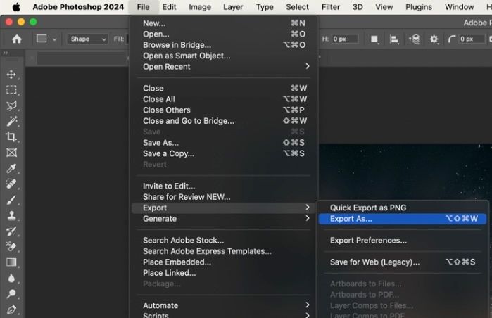 Adobe Photoshop Export PSD to PNG