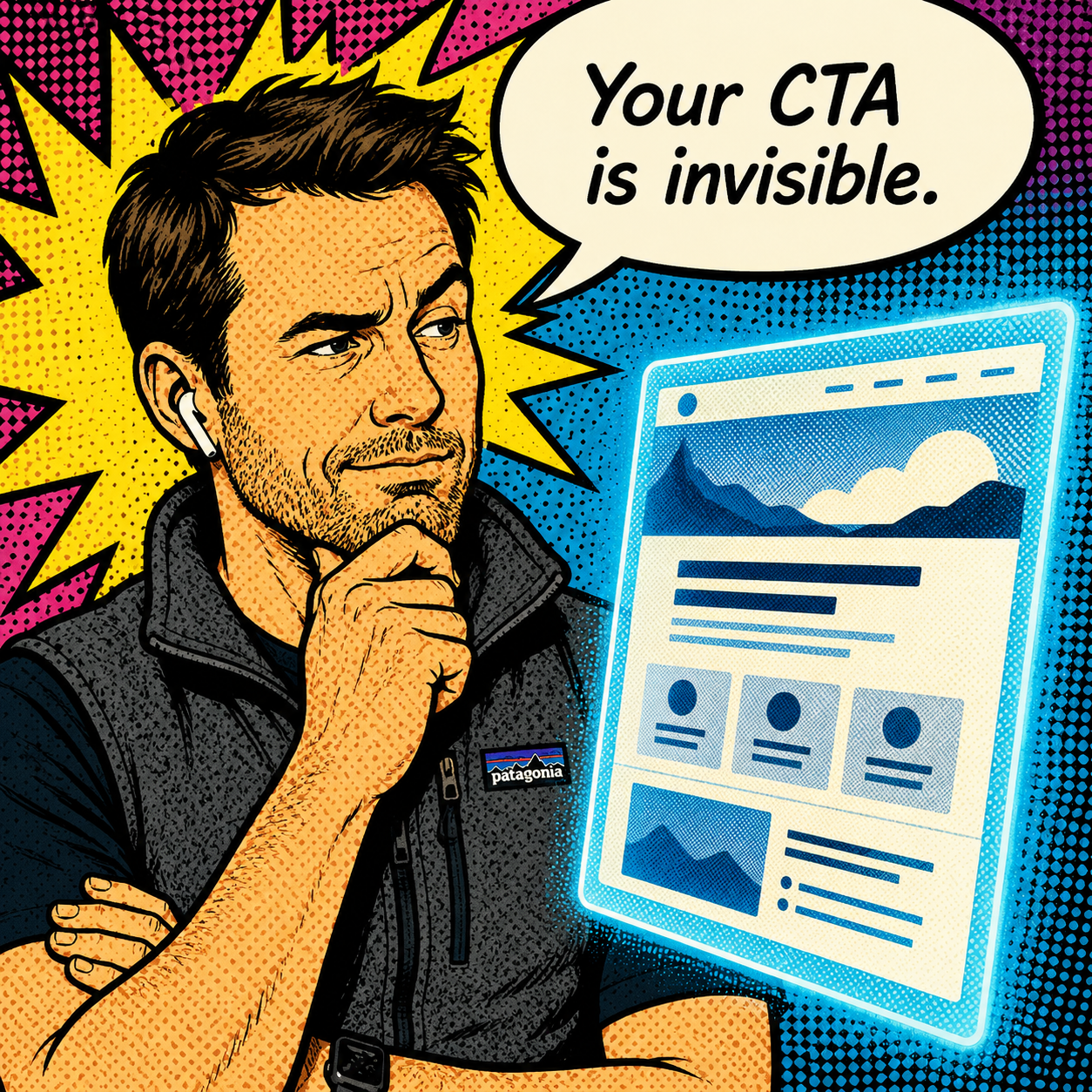 Silicon Valley conversion-rate expert, pop-art portrait